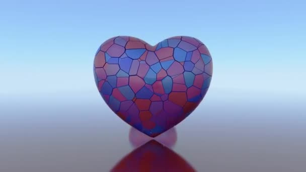 Shattered Блискуче Зламане Скло Love Hearts Breakbreak Concept Безшовні Loop — стокове відео
