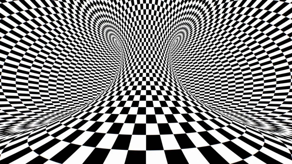 Czarno Biała Iluzja Optyczna Ruchoma Szachownica Wzór Torus Streszczenie Tekstury — Zdjęcie stockowe