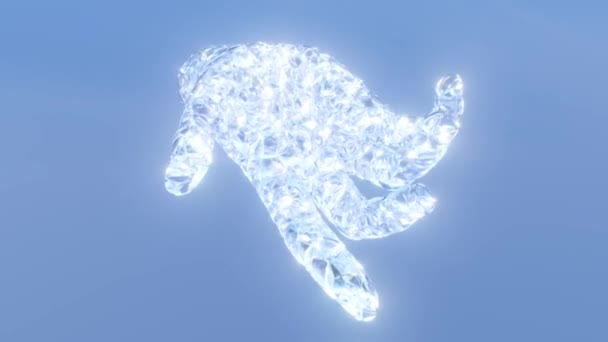 Mão Diamante Abstrato Feito Cristais Vidro Transparente Céu Seamless Loop — Vídeo de Stock