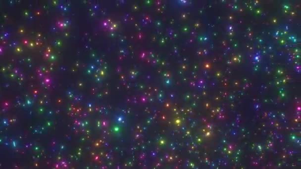 Voando Entre Infinitas Estrelas Brilho Arco Íris Espaço Exterior Seamless — Vídeo de Stock