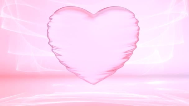 Nádherné Abstraktní Růžové Průhledné Tekuté Srdce Žíravé Světlo Paprsky Bezešvé — Stock video