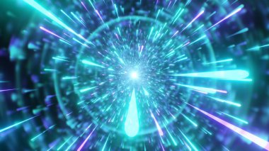 Neon Parıldayan Yıldızlar Yansıma Silindirinde Işık Hızında Uçar - Soyut Arkaplan Dokusu