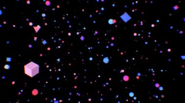 Milyonlarca Retro Neon Parıltısı Basit Geometrik Şekiller Kamerada Uçuyor - 4K Kusursuz VJ Döngü Döngüsü Animasyonu