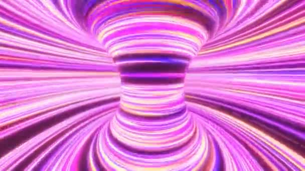 Ultraviolet Glow Neon Laser Curved Lines Fließen Trichter Torus Seamless — Stockvideo