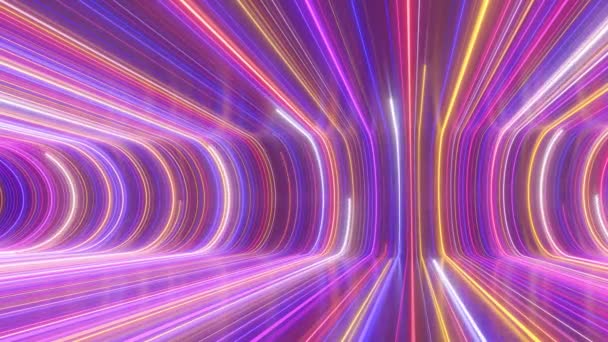 Ultraviolette Neon Laserstrahl Lichter Fließen Gebogenen Reflexionsraum Seamless Loop Motion — Stockvideo
