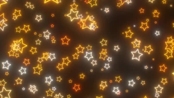 Warm Glühend Golden Illuminating Neon Star Shapes Falling Sanft Seamless — Stockvideo