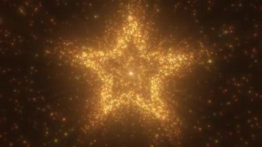 Güzel Altın Parlak Yıldız Şekli Gökada Bulutsusu Uzayda Yüzüyor - 4K Kusursuz VJ Döngüsüz VJ Döngüsü Arkaplan Canlandırması