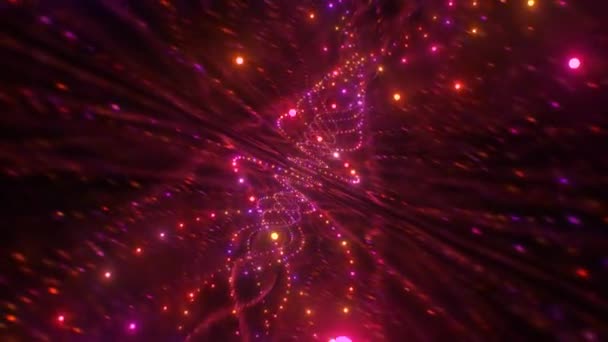 Абстрактні Плаваючі Неонові Вогні Всередині Відображення Тунелю Безшовні Loop Motion — стокове відео