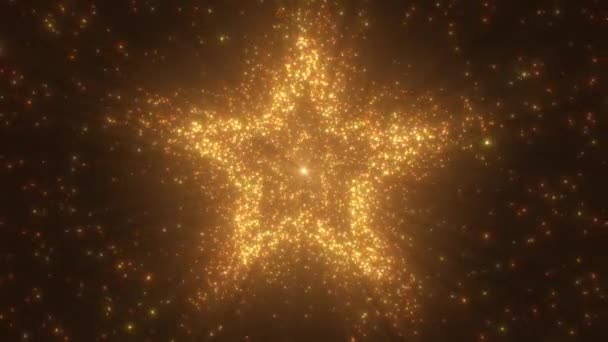 Krásná Golden Sparkling Star Shape Galaxy Mlhovina Plovoucí Vesmíru Bezešvé — Stock video