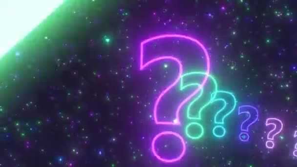Question Mark Shaped Glowing Neon Tunnel Mystery Concept Zökkenőmentes Loop — Stock videók