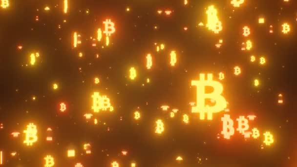 Rising Bitcoin Btc Logos Setas Douradas Bomba Para Cima Market — Vídeo de Stock