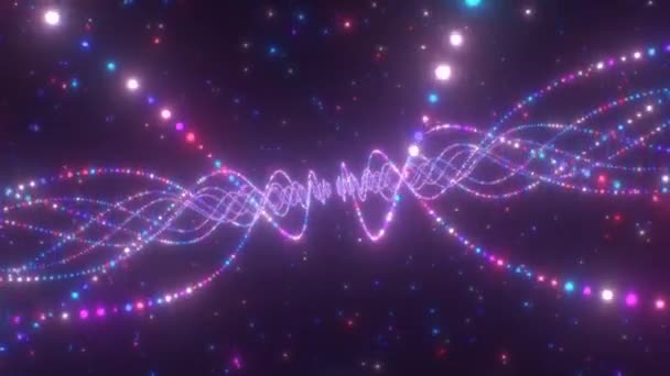 Luces Brillantes Abstractas Flotando Espacio Creando Forma Patrón Onda Animación — Vídeo de stock