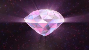 Yüzen Pembe Mor 3D Cam Elmas Uzayda Parlayan Işıltı - 4K Kusursuz VJ Döngü Hareketi Arkaplan Canlandırması
