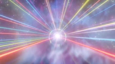 Gökkuşağı Yolunda Hızlı Git Neon Parlayan 3D Tünel Dış uzayda Nebula - 4K Kusursuz VJ Döngüsüz VJ Döngüsü Animasyon Arkaplanı