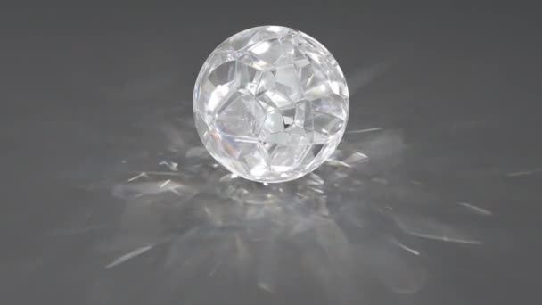 Vacker Kristall Klar Glas Marmor Sfär Lysande Ljus Orsakssamband Sömlös — Stockvideo