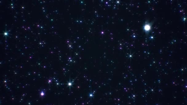 星の輝く光は深い宇宙飛行でゆっくりと動く 継ぎ目が無い ループの動きの背景アニメーション — ストック動画