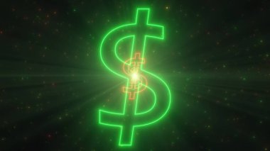 Dolar İşareti Para Kavramı Neon Parlak Şekil Dış Hattı Sonsuz Tünel - Soyut Arkaplan Dokusu