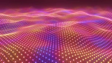 Soyut Ultraviyole Parlak Neon Parçacık Dalgaları Yüzen Parıltı - 4K Kusursuz VJ Döngüsüz Arkaplan Animasyonu