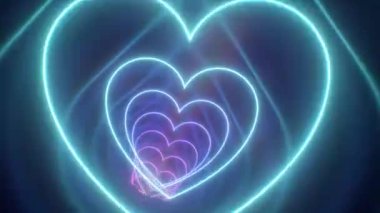 3 Boyutlu Gökkuşağı Kalpli Neon Yansıma Tünelinden Taşı - 4K Kusursuz VJ Döngü Döngüsü Arkaplan Canlandırması