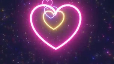 Ultraviyole Neon Parlayan Kalp Işıkları Tünel Hız treni Uzayda - 4K Kusursuz VJ Döngüsüz VJ Döngüsü Arkaplan Animasyonu