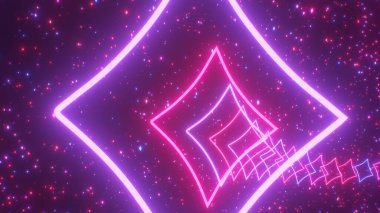 Pırıl pırıl parlayan yıldız desenli pırıl pırıl Neon Parlak 3D Tünel - Soyut arkaplan dokusu