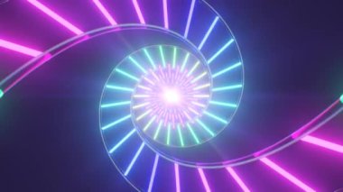 Soyut Çift Helix Teknolojisi Sarmal Parlak Neon 3D Tünel - 4K Kusursuz VJ Döngüsüz Arkaplan Animasyonu