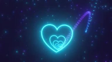 Parlak Mavi Neon Parlak Kalp Roller Coaster Üstün Tepeli - 4K Kusursuz VJ Döngüsüz VJ Motion Arkaplan Animasyonu