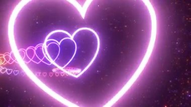 Yüzen Parlayan Sıcak Neon Parlayan Parlayan Aşk Eğri 3D Tünel - 4K Kusursuz VJ Döngüsüz VJ Döngüsü Arkaplan Animasyonu