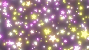 Pembe ve Sarı Yıldızlı Parçacıklar Yavaşça Aşağı Düşüyor - 4K Kusursuz VJ Döngüsüz Arkaplan Animasyonu