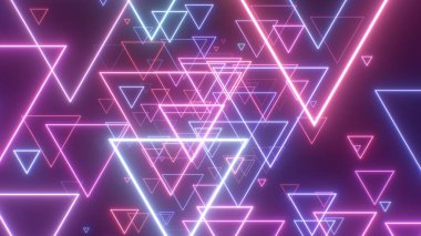 Ultraviyole Elektrikli UV Parlak Üçgen Şekilleri ile Uçmak - Soyut Arkaplan Dokusu