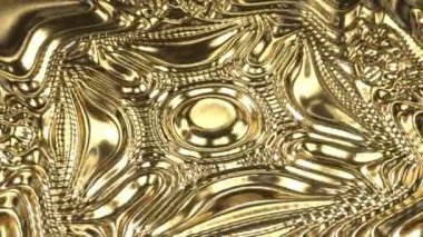 Soyut Parlak Altın Yansıtıcı Parlak Metalik Akışkan Yüzey Dalgaları - 4K Kusursuz VJ Döngüsüz Arkaplan Animasyonu
