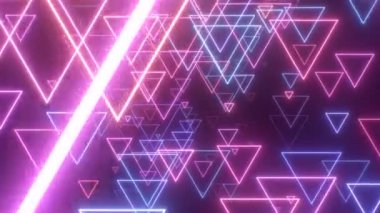Ultraviyole Elektrikli UV Parlak Üçgen Şekilleri ile Uçmak - 4K Kusursuz VJ Döngüsüz Arkaplan Canlandırması