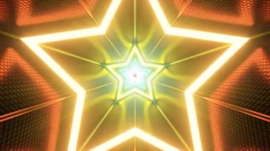 İçerde Gökkuşağı Parlak Yıldız Tüneli Yansımaları Parlak Metalik Duvarlar - 4K Kusursuz VJ Döngüsüz Arkaplan Animasyonu