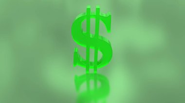 Büyük Yeşil Saydam 3D İşaret Parası USD Sembol Yavaşça Dönüyor - Soyut Arkaplan Dokusu