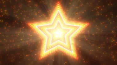 Parlak Altın Renkli Parlayan Neon Dönen Parlak Yıldızlar Dönüyor - Soyut Arkaplan Dokusu