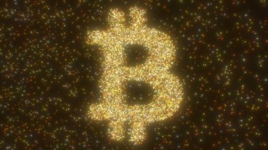 Işık Biçimli Iconic Bitcoin Kripto Para Sembolü - Soyut Arkaplan Dokusu
