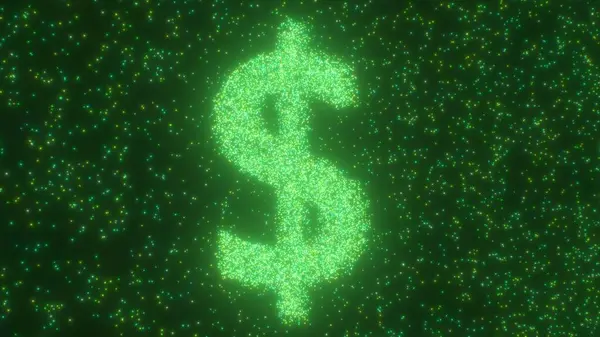 ABD Doları Parlak Yeşil Parlayan Işıkların Para Sembolü - Soyut Arkaplan Dokusu