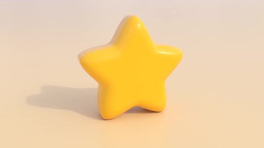 Parlak Sarı Parlak Plastik 3D Yuvarlak Yıldız Şekli Yavaşça Dönüyor - 4K Kusursuz VJ Döngüsüz Arkaplan Animasyonu