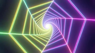 Altıgen Örümcek Ağı içinde Uçmak Sonsuz Parlak Twist Tüneli Gibi - 4K Kusursuz VJ Döngüsüz VJ Döngüsü Arkaplan Animasyonu