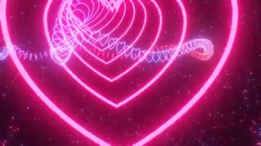 Sevimli Pembe ve Lavanta Aşk Kalbi Eğimli Neon Parlak Tünel - 4K Kusursuz VJ Döngüsüz VJ Döngüsü Arkaplan Animasyonu