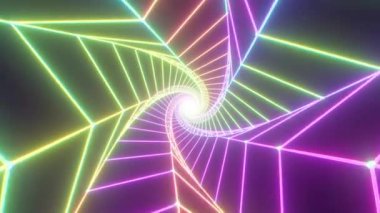 Gökkuşağı Bükülmüş Yıldız Şekli Kablo 3D Neon Parlak Sonsuz Tünel - 4K Kusursuz VJ Döngüsüz Arkaplan Animasyonu