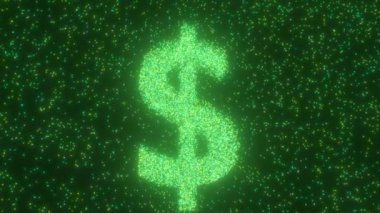 ABD Doları İşaretli Parlak Yeşil Parlayan Işıkların Sembolü - 4K Kusursuz VJ Döngüsüz VJ Döngü Arkaplan Animasyonu