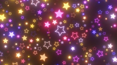 Güzel Ultraviyole Neon Renkli Parlayan Yıldız Şekilleri Parlayan Dönme - Soyut Arkaplan Dokusu