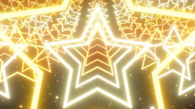 Kıvrımlı Parlak Altın Parlak Yıldız Şeklinde Neon Tünellerden Geç - Soyut Arkaplan Dokusu