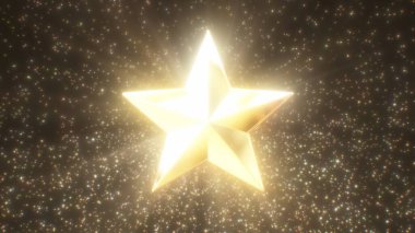 Yüzen dev parlak yıldız ışıldayan parçacıklar yayıyor - soyut arkaplan dokusu