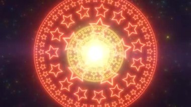 Soyut Gökkuşağı Neon Yıldızı Fraktal Parlak Dış Alan Sonsuz Tünel - 4K Kusursuz VJ Döngüsüz Arkaplan Animasyonu