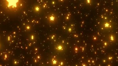 Parlak Altın Parıldayan Parlak Dönen Yıldızlarda Uçmak - 4K Kusursuz VJ Döngüsü Hareketi Arkaplan Animasyonu