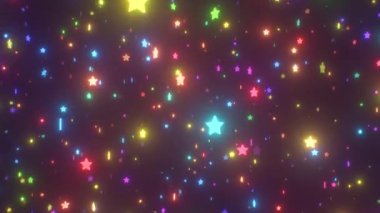 Twinkling Star Shapes 'da Uçan Yılbaşı Işığı Renkleri - 4K Kusursuz VJ Döngüsüz Arkaplan Animasyonu