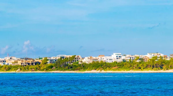 Tropikalny Meksykański Karaibski Krajobraz Plaży Przejrzystą Turkusową Wodą Playa Del — Zdjęcie stockowe