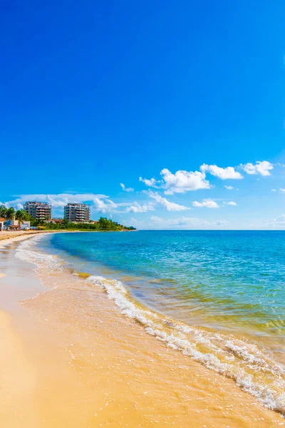 Tropikalny Meksykański Karaibski Krajobraz Plaży Przejrzystą Turkusową Wodą Playa Del — Zdjęcie stockowe